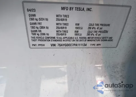 2023 Tesla Model Y Awd/Long Range Dual Motor All-Wheel Drive from USA, damaged, VIN 7SAYGDEE7PA111134